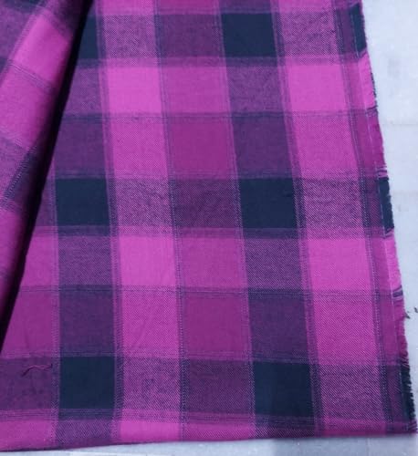 Image of UNSTITCHED WINTER COTSWOOL CHECK FABRIC Men's Shirt Long Kurta Women's Top Kurti,Length-1.70 meter,Width- 58 inch,FREE SIZE