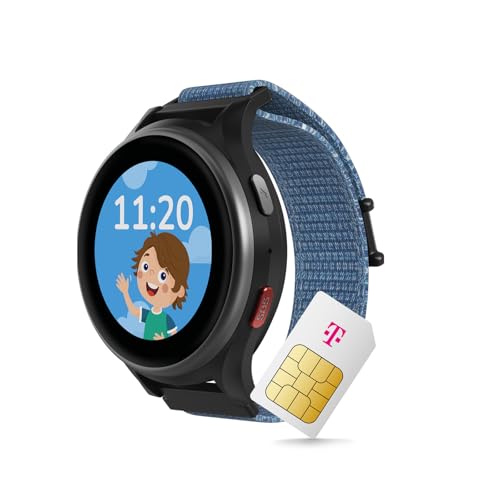 ANIO 6 Smartwatch für Kinder GPS und Telefonfunktion Dt. Hersteller Datenschutz und -Telefonsupport Lange AKKU-Laufzeit SOS Telekom SIM-Karte 30 Amazon-Gutschein nach Registrierung (blau)