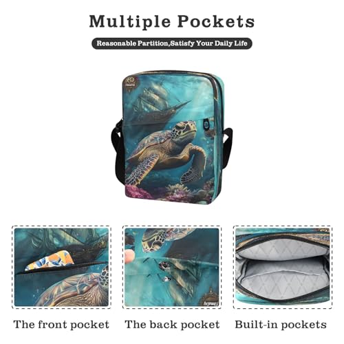 Crossbody Bag Ocean Sea Turtles Messenger Bag for Women Men Purse Shoulder Bag Satchel Bag with Adjustable Strap 214B93742