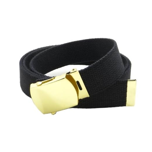 Canvas Web Belt Military Style with Brass Buckle and Tip 54" Long Many Colors (Black)