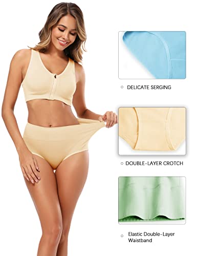 image for Molasus Women's Soft Cotton Underwear Briefs High Waisted Postpartum P