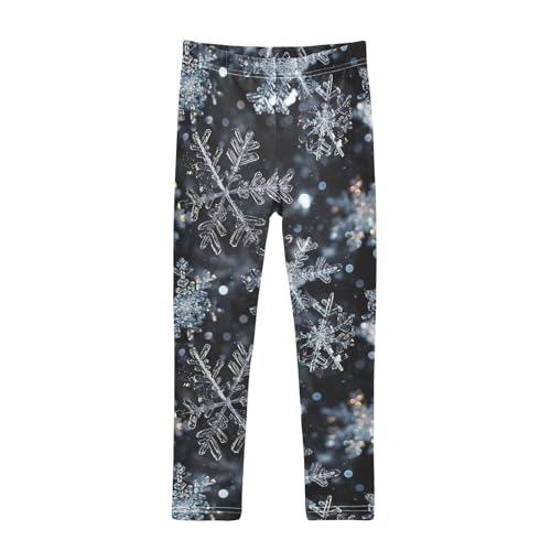 Winter Snowflake Flower Girls Casual Leggings for Kids Printed Long Pant Bottoms Stretch and Soft