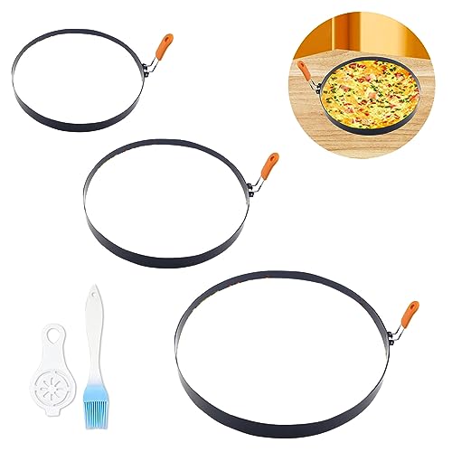 BigKing Omelette Ring for Griddle, Non-Stick Stainless Steel Pancake Mold, Egg Rings Molds with Handle and Oil Brush for Pancake Sandwiches Breakfast - Image 7