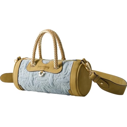 True Religion Duffel Bag, Women's Quilted Handbag with Adjustable Shoulder Strap, Denim, One Size