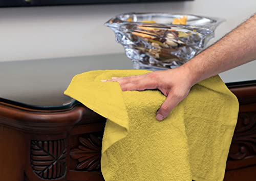 Avalon Towels Terry Bar Mop Towels (Value Pack Of 60) Size 14"X17" – Absorbent And Durable, Multipurpose Cleaning Rags, Cotton Cleaning Towels, Kitchen Rags, Reusable Shop Rags (Yellow) #TOP6