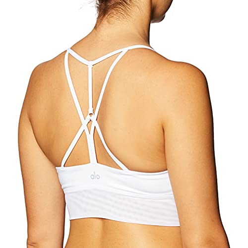 Alo Yoga Women's Lavish Bra, White Glossy/White, Medium #TOP1