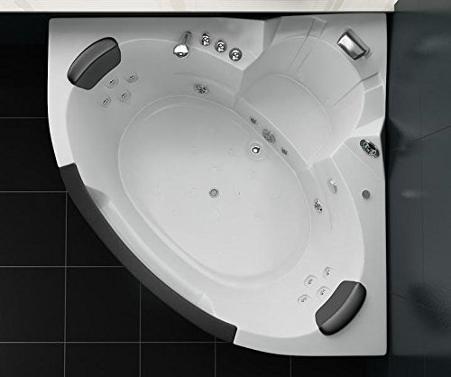 Bagno Italia Vasca Idromassaggio cm 152x152 bianca vetro frontale 12 idrogetti cromoterpia e miscelatore a cascata I