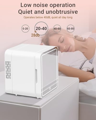 NISHCON Portable Mini Fridge for Skincare Beauty Cosmetic Makeup, 4-Liter Thermoelectric Cooling and Warming Skin Care Refrigerator With Mirrored Door and Dimmable LED Light の商品画像 9