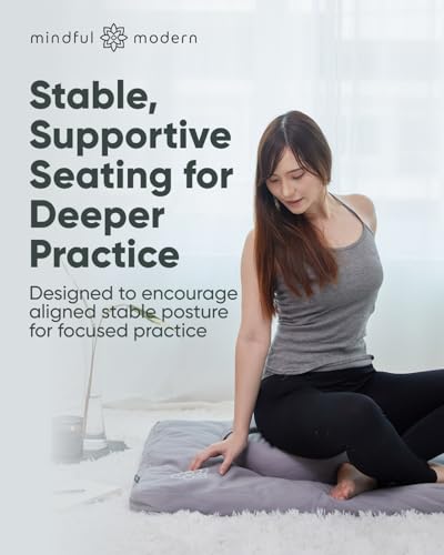 Image of Mindful & Modern Zabuton Meditation Mat - Cotton Filled Yoga and Meditation Pad - Zabuton Meditation Cushion for Kneeling and Sitting Support - Large Rectangular Sitting Floor Pillow for Bench or Zafu