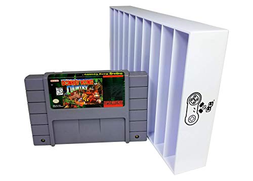 Image of Collector Craft, White, SNES Compatible Cartridge Holder, Holds 10 Games, Clutter Reducing, Retro Video Game Collection, Works with Super Nintendo Entertainment System NTSC and PAL Cartridges