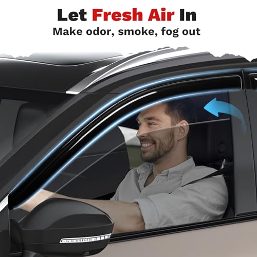 Image of Canvcle Window Visors Rain Guards for 2021-2025 2026 Nissan Rogue Accessories, Outside-Mount Tape-On Side Window Wind Deflectors Vent Visors Shades Rainproof 4PCS
