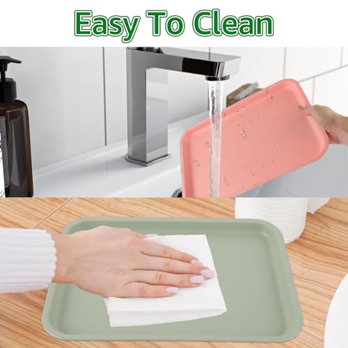 Set di 8 vassoi da portata in plastica, piatti da portata riutilizzabili da 14,5 x 10,5 x 0,9 pollici, grandi, 4 colori, vassoio rettangolare per cucina, sala da pranzo, festa - immagine 5