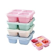 Alytimes 4Pack Snack Box, 4-Compartment Bento Box, Compartment Lunch Box, Reusable Lunch Boxes for Kids and Adults for School, Work, and Travel (Pink/Blue/Green/White)