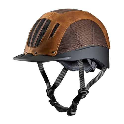 Troxel Sierra Rugged Horse Riding Helmet, Low-Profile, Self-Adjustable Design, Safety Horseback Riding Gear, Medium (7 - 7-1/4), Brown