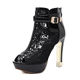 BORAMAX Women's Pretty Lace Flowers Open Toes High Heels Ankle Boots Platform Boots Peep Toe Colorful Casual Womens Boots