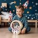 Uniwooder Wooden Astronaut Piggy Bank for Kids, Unbreakable Kids Space Coin Bank with Sticker, Wooden Cashbox Toddler Money Jar, Educational Toy for Boys, Girls, Easter, Birthday Gifts for Boys, Girls