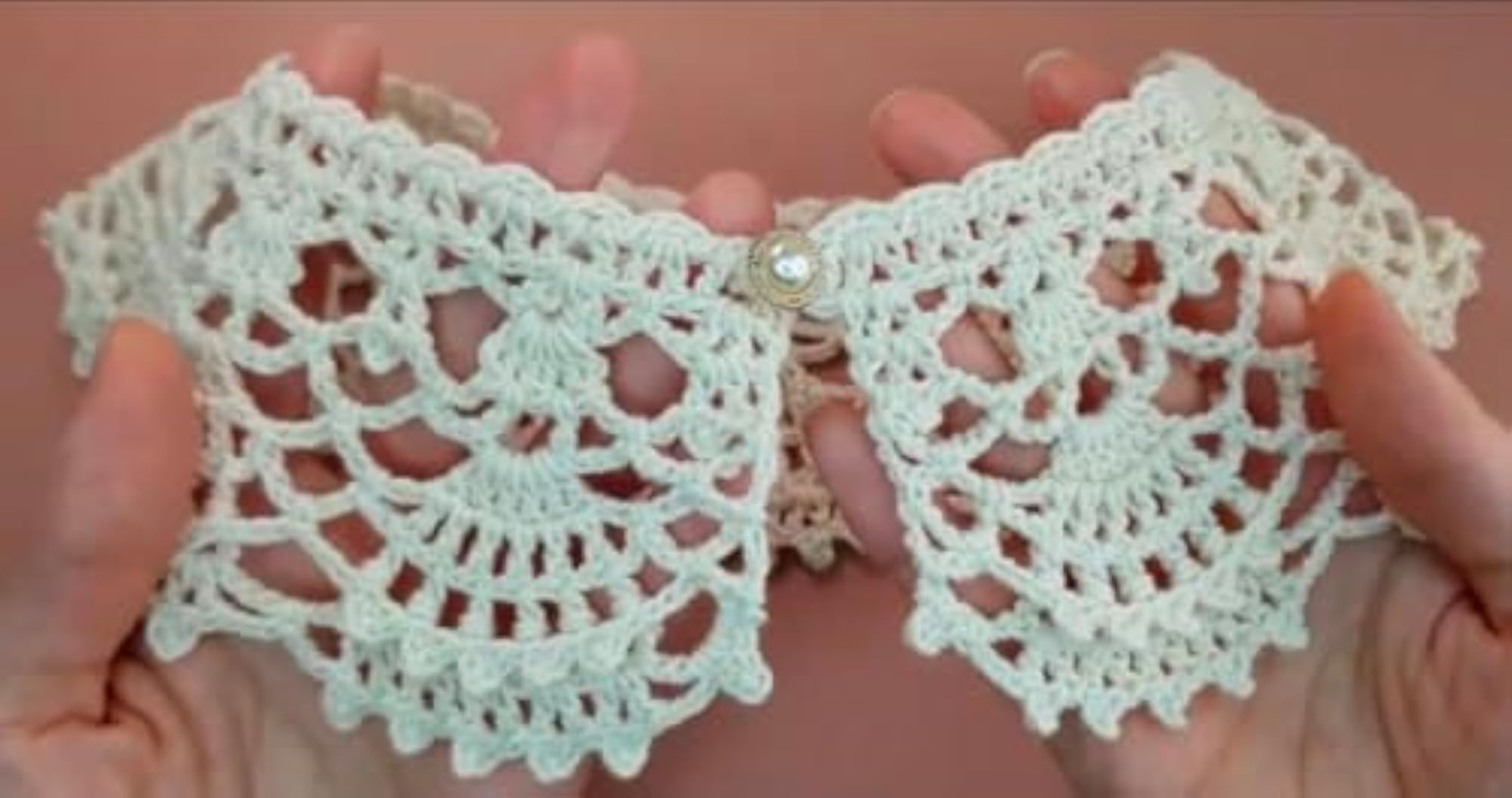 Handmade Crochet Lace Collar, White, Detachable