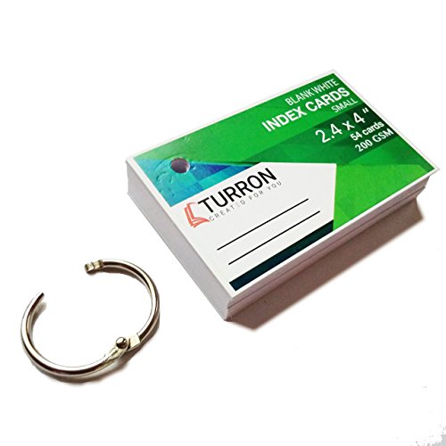 Image of Turron Premium Blank Index Flash Cards | Punched with Binder Rings for Study, Notes & Revision (300, White, 4 x 6 Inch, Dotted)