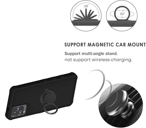 jioeuinly BLU View 5 Pro Case Compatible for BLU View 5 Pro Phone Case 4G B170D Cover [with Tempered Glass Screen Protector][ 2MM Thickening Super Protection][Ring Support] Black by jioeuinly - Used condition - Image 4