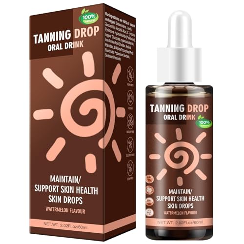Sunless Tanning Drops To Drink: Oral Dark Self Tanning Drops Gradual Glow for Face & Body 100% Natural Watermelon Flavor Tanning Supplement for Skin Hydrating Bronzing Tanner for All