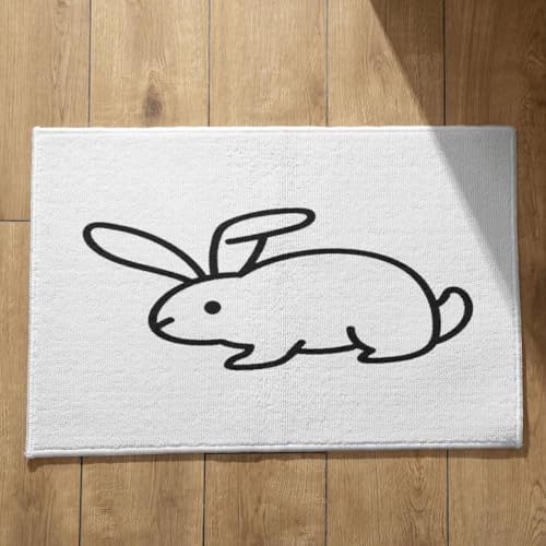 CEVAN Alfombra Antideslizante Ducha Grande Felpudos Entrada Casa Baratos Conejo Dibujos Animados Exterior Alfombrillas Baño Antideslizantes En Blanco Y Negro 40x60cm