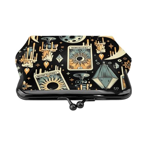 Pu Leather Buckle Coin Purse Tarot-Cards-Halloween Girls Kiss-Lock Change Purse Wallets2