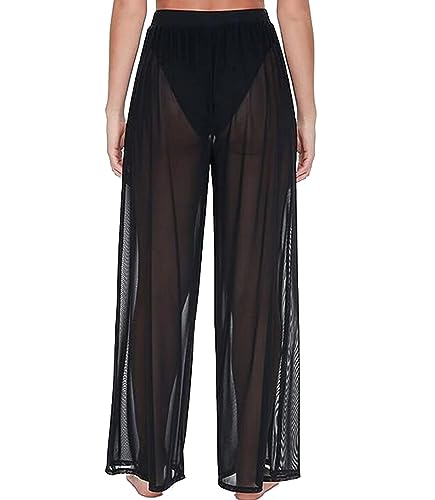 Womens Cover up Pants Sheer Bikini Bottoms Swimsuit Cover up Wide Leg Beach Pants2