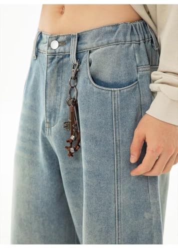 Men's Hip Hop Baggy Jeans Casual Wide Leg Y2k Skateboard Vintage Denim Pants Streetwear MZA264