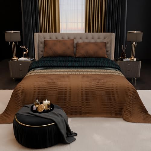 Image of Stoa Paris 100% Bamboo Cotton King Bedsheet with 2 Pillow Covers, 200TC Printed Bed Set, Breathable, All-Season Comfort, Aesthetic Home Decor, Imperial Grandeur - Amazonite Splendour (228cmx274cm)
