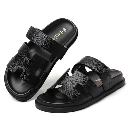 Image of Women's Flats Sandals Casual Comfort Adjustable Strap Slip On Leather Walking Shoes