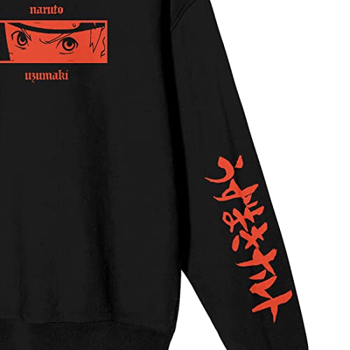Bioworld Naruto Shippuden Naruto Close Up Crew Neck Long Sleeve Black Fleece Unisex Adult Sweatshirt3