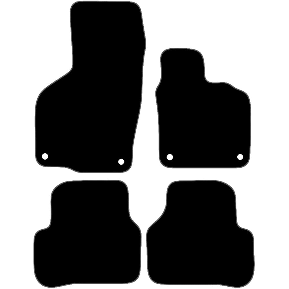 Carsio Carpet Car Mats For VW Passat B7 2007 2014 4 Piece Set with 4 Clips Tailored Fit Floor Mat Complete Accessory Black Custom Fitted - All Weather, Anti-Slip Backing & Grey Trim