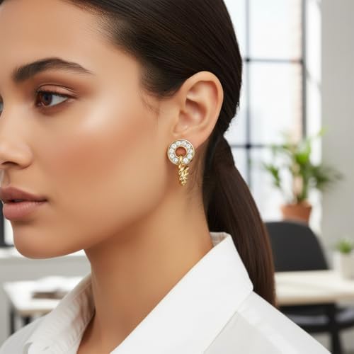 18K Gold Plated Twisted Hoop Earrings for Women, Dainty CZ Diamond Stud Earrings, Hypoallergenic Small Drop Earrings, Fashion Jewelry Gifts by ACC PLANET - Used condition - Image 4