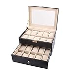 Die große Vitrine besteht aus echtem Glas: Eine transparente Glasabdeckung schützt Ihre Uhr vor Staub, sodass Sie Ihre Lieblingsuhr klar sehen können.