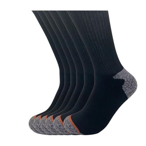 Aeonrow 5-Pairs Men's Weatherproof Vintage Outdoor Wool Blend Crew Calf Socks, Black, 6-12