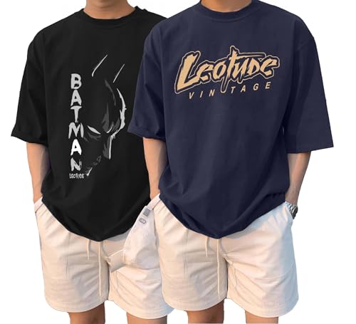 Image of LEOTUDE Casual Half Sleeve Cottonblend Printed Round Neck Drop Shoulder Oversized Tshirt for Man (Color Brown)