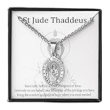 Zocomi Silver Saint St Jude Thaddeus Medal Necklace for Men Boys, St. Jude Pendant Chain Jewelry Catholic Christian Religious Baptism First Communion Confirmation Gifts Teenage Age Kids