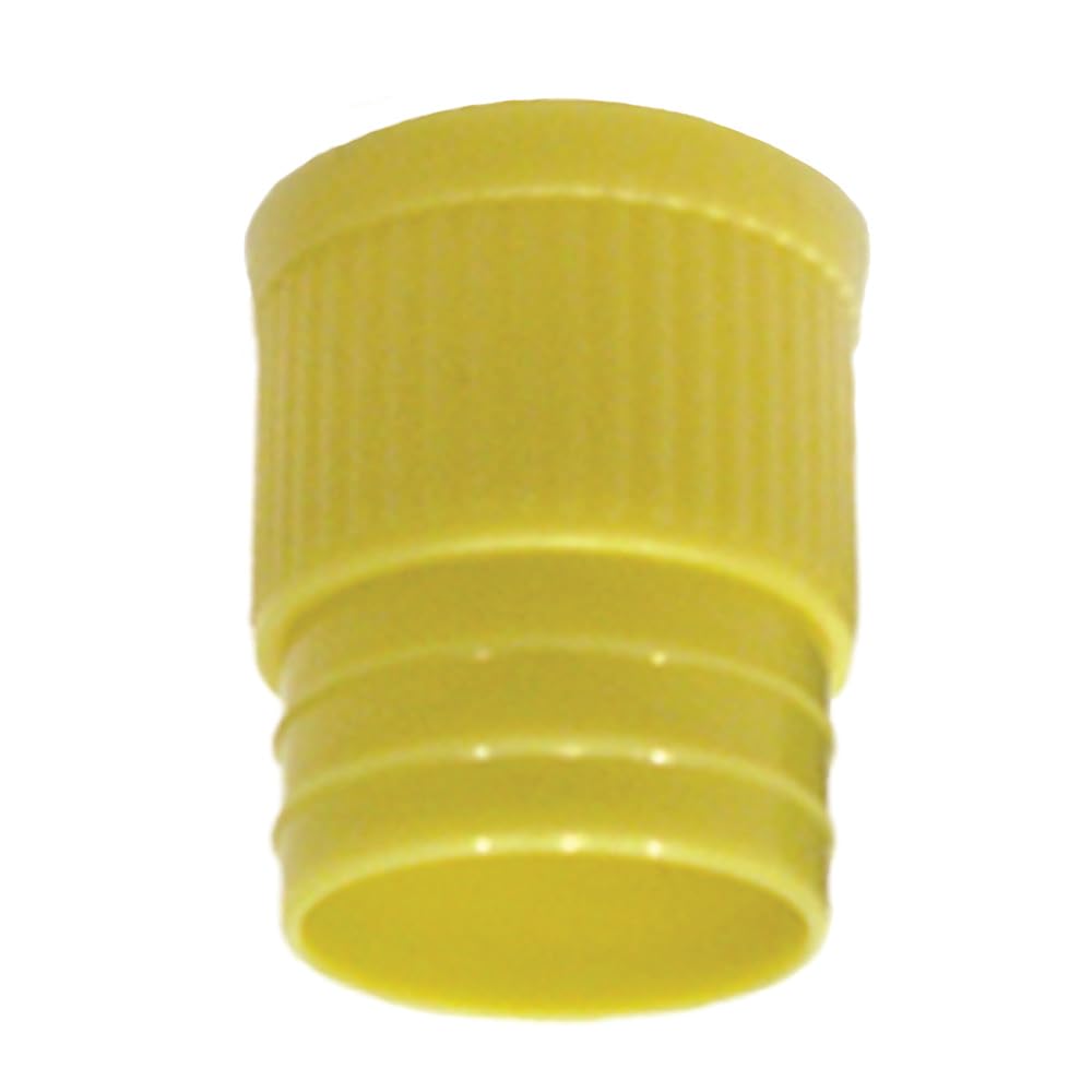 Test Tube Cap, Hollow Bottom Type, 16mm, Yellow, Karter Scientific 93A22 (Pack 25)