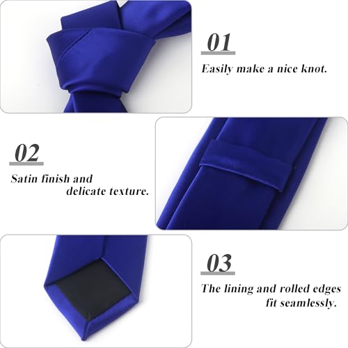 Image of Landisun Black Tie Men Women Solid Skinny Ties Slim Ties Satin Tie