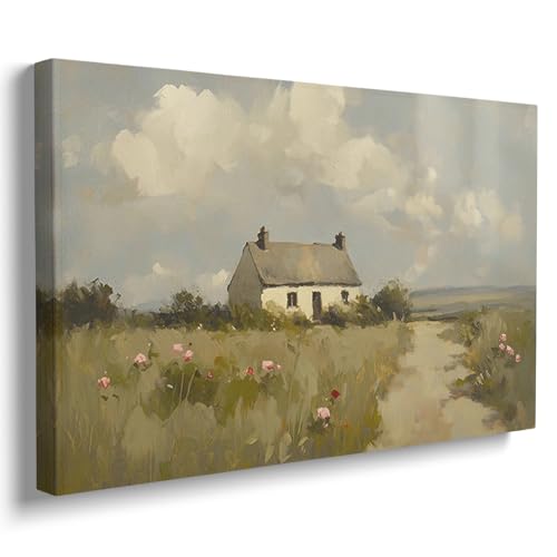Reateforin Vintage English Countryside Cottage Painting Country Farmhouse Wall Art