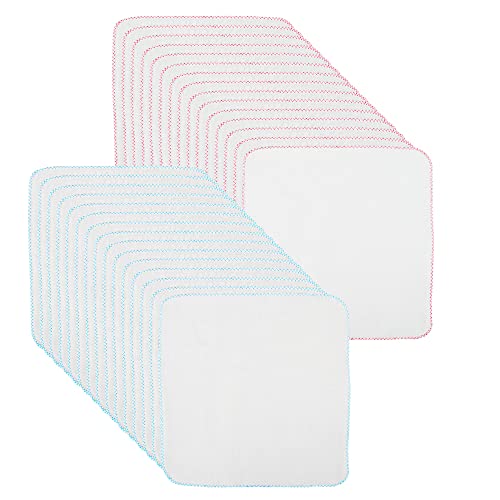 30 Piezas Paños Muselinas Toalla Facial de Paños Suaves de Algodón Paños de Microfibra Paño de Limpieza Facial Removedor de Maquillaje (Rosa y Azul)