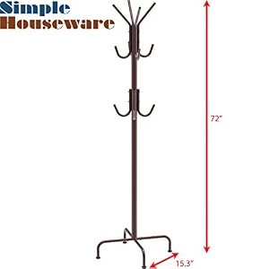 Simple Houseware Standing Coat and Hat Hanger Organizer Rack Bronze