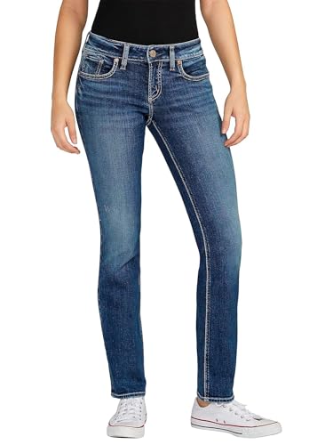 Silver Jeans Co. Women's Britt Low Rise Curvy Fit Straight Leg Jeans