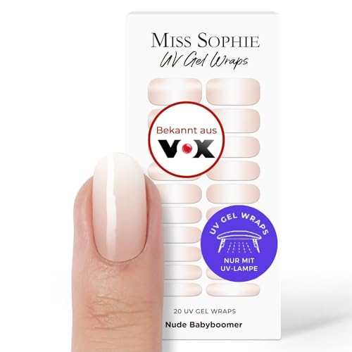 Original Miss Sophie UV Gel Nagelfolien Nude Babyboomer UV I 20 UV Gel Nagellack-Streifen mit Farbverlauf I Für Finger- & Fußnägel