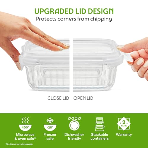 Image of Borosil 1.05 L Fluted Klip N Store Rectangle Food Storage Container with Air Tight Glass Lid | Borosilicate Glass Container for Lunchbox | Microwave & Dishwasher Safe | Transparent