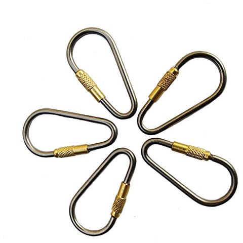 EKLOEN 5pcs Mini Titanium Locking Carabiner, Perfect D-Ring for Outdoor and Indoor Use Cover