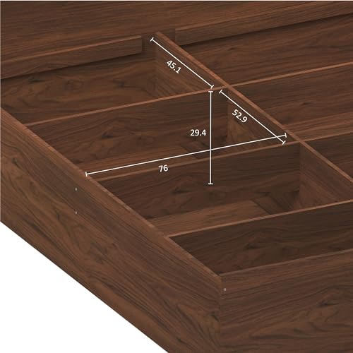 Image of Amazon Brand - Solimo Altamore Engineered Wood Queen Bed with Storage, Non Woven Base (Walnut Finish)