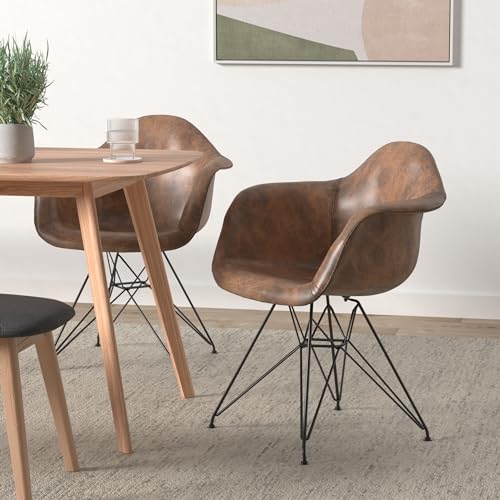 Sillón resistente con tapizado de cuero sintético negro miniatura 2