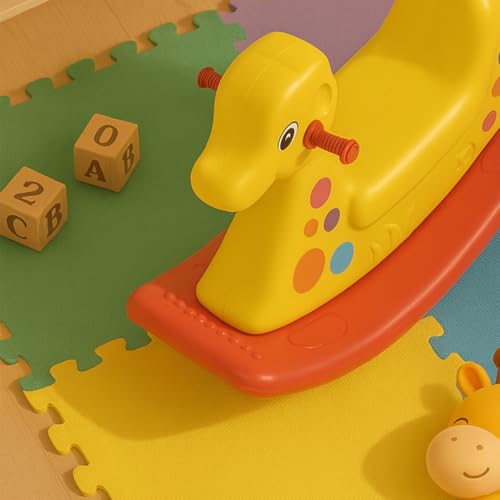 Image of PLAYGRO Giraffe Ride-On Toy | Rider for Toddlers with Safety Backrest for Kids | Smooth Rounded Edges | Age Group 1+ Year | Multicolor