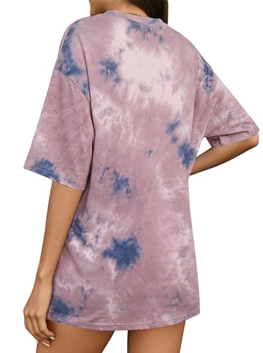 Image of Remidoo Women's Casual Oversized T Shirt Short Sleeve Graphic Tee Letter Tie Dye Shirts